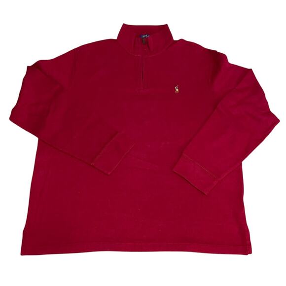 Polo Ralph Lauren Mens Size XL Rib 1/4 Zip Long Sleeve Wine Burgundy Sweater - Picture 1 of 8